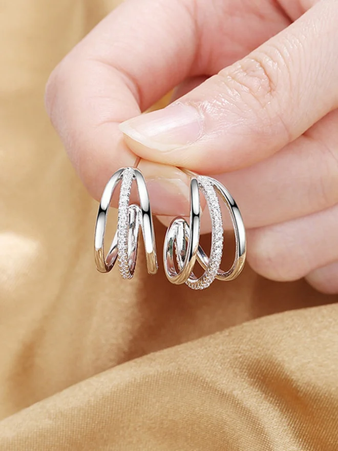 Styli  Triple Hoop Earrings for Women | Best Price UAE