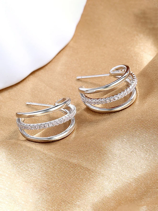 Styli  Triple Hoop Earrings for Women | Best Price UAE