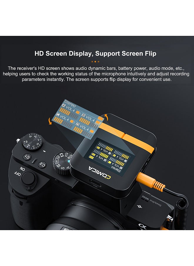 COMICA Vimo Q 2.4GHz Wireless Lavalier Microphone System Clip-on Microphone with Large Screen 200m Transmission Range Noise Reduction 16h Duration  - Image 2