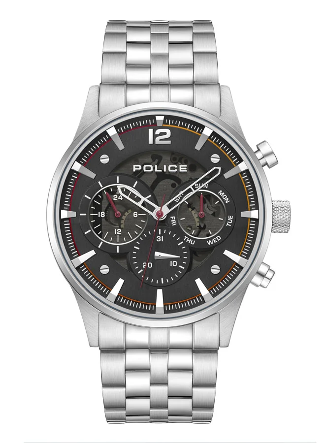 POLICE Men's Driver II Men's 45mm Multifunction Watch with Black Dial & 316L Stainless Steel Bracelet