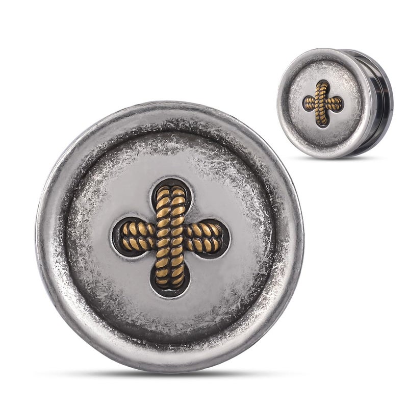 ERKUOO 2PCS Buttons Screw Fit Ear Gauge Piercing Surgical Steel Plugs Expander Tunnels Ear Expander Earrings Jewelry for Women Men 00g(10mm) - Image 1