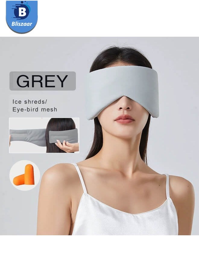 Bliszaar Sleep Eye Mask for Side Sleepers with Soundproof Ear Covers and Earplugs Set, Cooling Blackout Eye Mask for Sleeping, Dual-Sided All-Season Travel Sleep Mask for Women Men, Adjustable Large Size Blindfold Fits All Heads，Grey  - Image 1