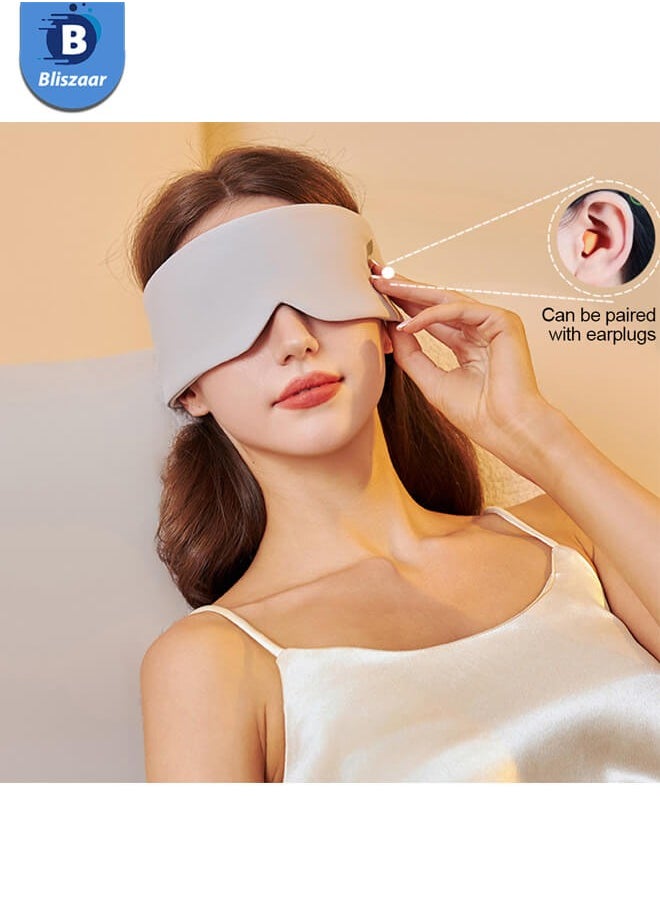 Bliszaar Sleep Eye Mask for Side Sleepers with Soundproof Ear Covers and Earplugs Set, Cooling Blackout Eye Mask for Sleeping, Dual-Sided All-Season Travel Sleep Mask for Women Men, Adjustable Large Size Blindfold Fits All Heads，Grey  - Image 2