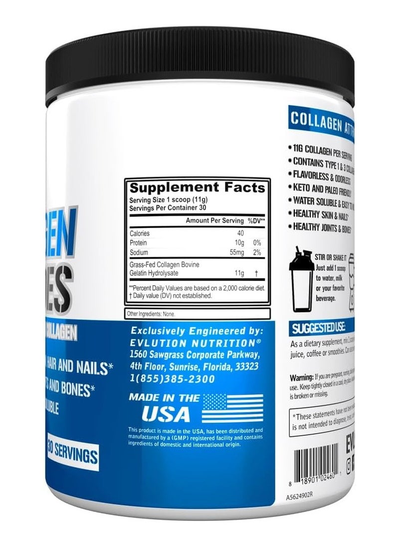 EVLUTION NUTRITION Collagen Peptides Hydrolyzed Type I & III Collagen Unflavored 11.64 oz (330 g)  - Image 5
