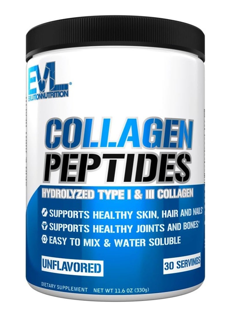 EVLUTION NUTRITION Collagen Peptides Hydrolyzed Type I & III Collagen Unflavored 11.64 oz (330 g)  - Image 1