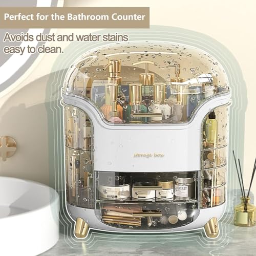 Boniry Makeup Organizer Box | Countertop Cosmetic Organizer for Woman | Transparent Clear Makeup Organizer Box | Organize for Cosmetic Products (White) - Image 4