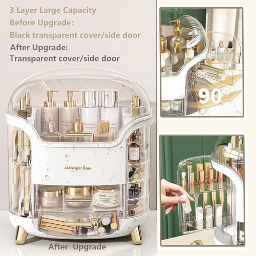 Boniry Makeup Organizer Box | Countertop Cosmetic Organizer for Woman | Transparent Clear Makeup Organizer Box | Organize for Cosmetic Products (White) - Image 3