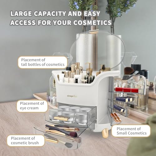 Boniry Makeup Organizer Box | Countertop Cosmetic Organizer for Woman | Transparent Clear Makeup Organizer Box | Organize for Cosmetic Products (White) - Image 5