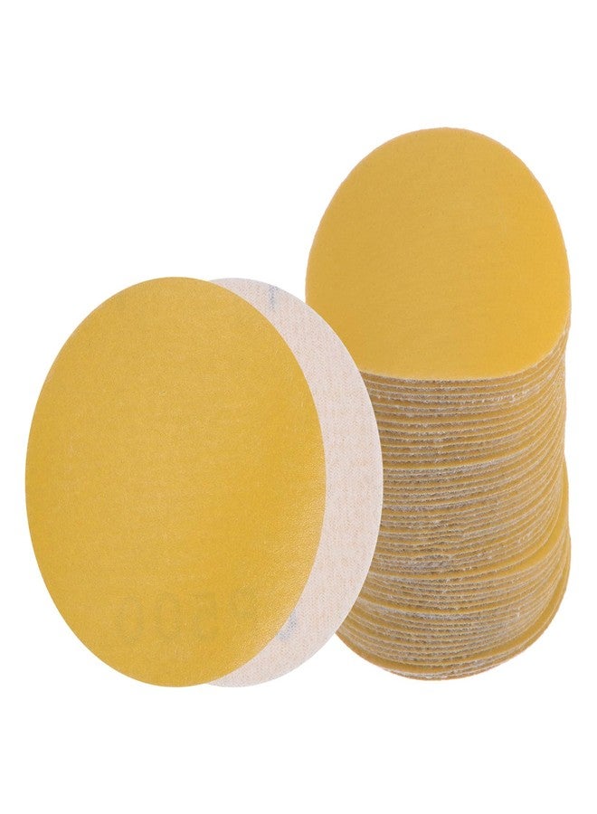 Kozelo 50pcs No Hole Sanding Discs- [ 3 Inch 500 Grit ] Round Hook and Loop Grip Sanding Pads Sheet Sandpaper for Automotive Woodworking Metal Polishing Use| Gold, Aluminum Oxide - Image 1