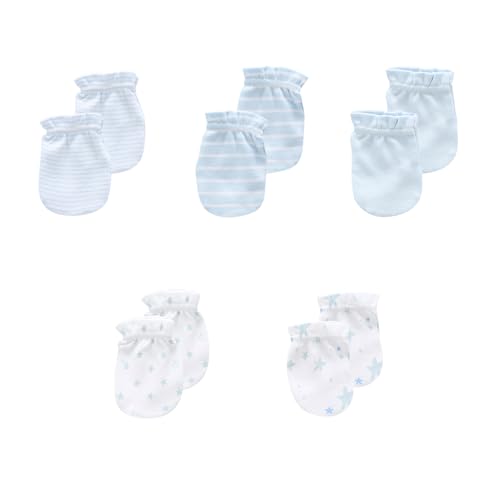 JELYLOVE 5 Pack Unisex New Born Boy Girls No Scratch Mittens Cotton Soft Baby Gloves Accessory 0-3 Months Baby Essentials - Image 1