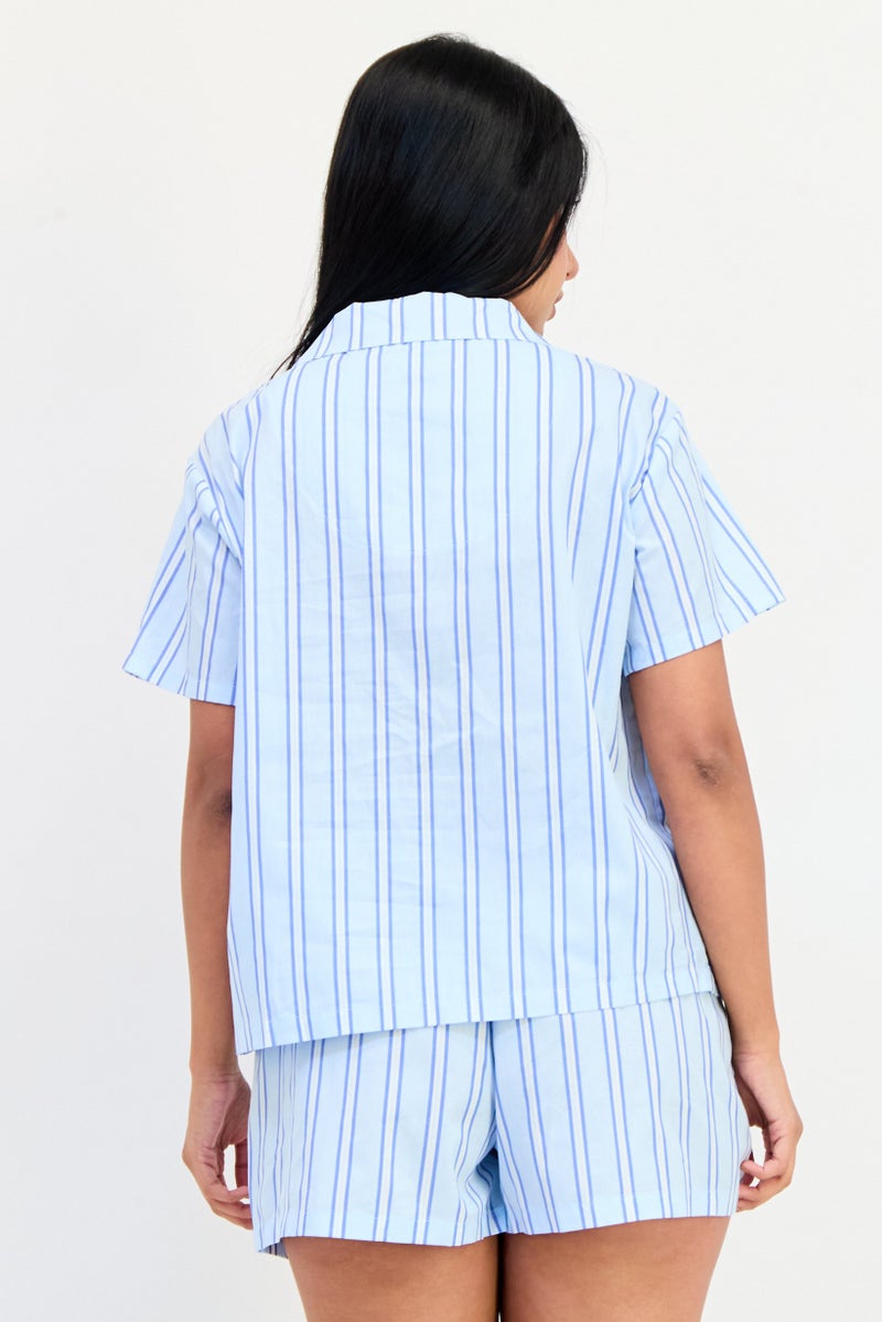 Flora Women 2 Pieces Stripe Pyjama Set, Multicolor - Image 3