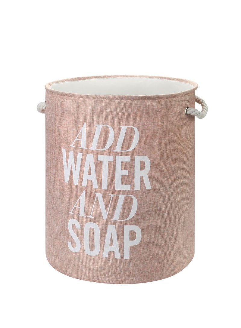 LAWAZIM Round Laundry Basket with Printed Letters - Pink Storage Basket (40x50cm)-Stylish and Durable Fabric Laundry Hamper for Organization and Decor - Nursery Storage Closet Organizer Laundry Sorter - Image 1