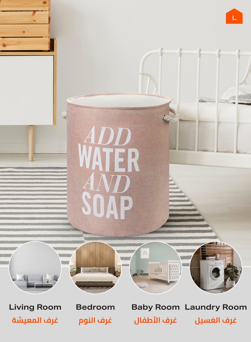 LAWAZIM Round Laundry Basket with Printed Letters - Pink Storage Basket (40x50cm)-Stylish and Durable Fabric Laundry Hamper for Organization and Decor - Nursery Storage Closet Organizer Laundry Sorter - Image 5