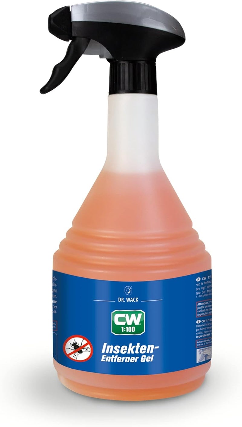 DR. WACK CW1:100 Insect Remover Gel Car 750 ml - Spray with Super Gel Formula - Gentle Cleaning - Car Cleaning Gel for Window, Headlight & Front Area - High-Quality Car Care Precision polished solid material - Image 1