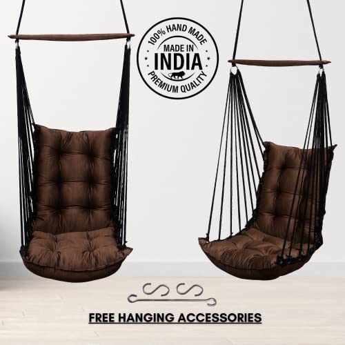 Patiofy Jhula for Balcony, Swing for Balcony for Adult/Jhoola for Home/Wooden Swing Indoor/Hammock/Suitable for Indoor & Outdoor/ 120Kgs Weight Bearing Capacity (Light Brown) by Patiofy - Image 3