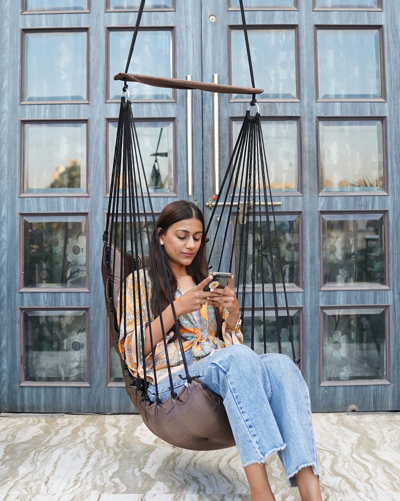 Patiofy Jhula for Balcony, Swing for Balcony for Adult/Jhoola for Home/Wooden Swing Indoor/Hammock/Suitable for Indoor & Outdoor/ 120Kgs Weight Bearing Capacity (Light Brown) by Patiofy - Image 2
