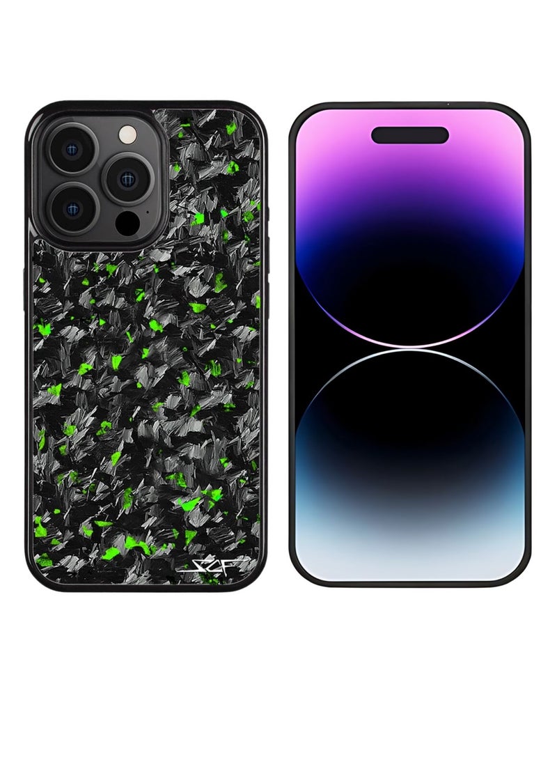 SOLARAE Luxurious Real Carbon Fiber iPhone Case - Lightweight, Drop Protection (iPhone 15 Pro) Green - Image 1
