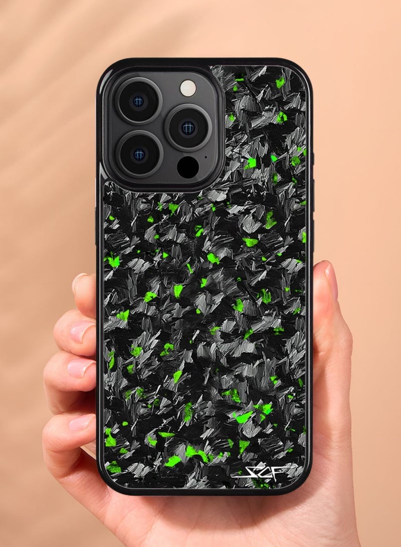 SOLARAE Luxurious Real Carbon Fiber iPhone Case - Lightweight, Drop Protection (iPhone 15 Pro) Green - Image 2