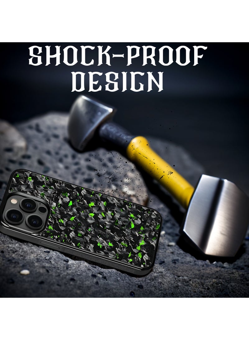 SOLARAE Luxurious Real Carbon Fiber iPhone Case - Lightweight, Drop Protection (iPhone 15 Pro) Green - Image 3