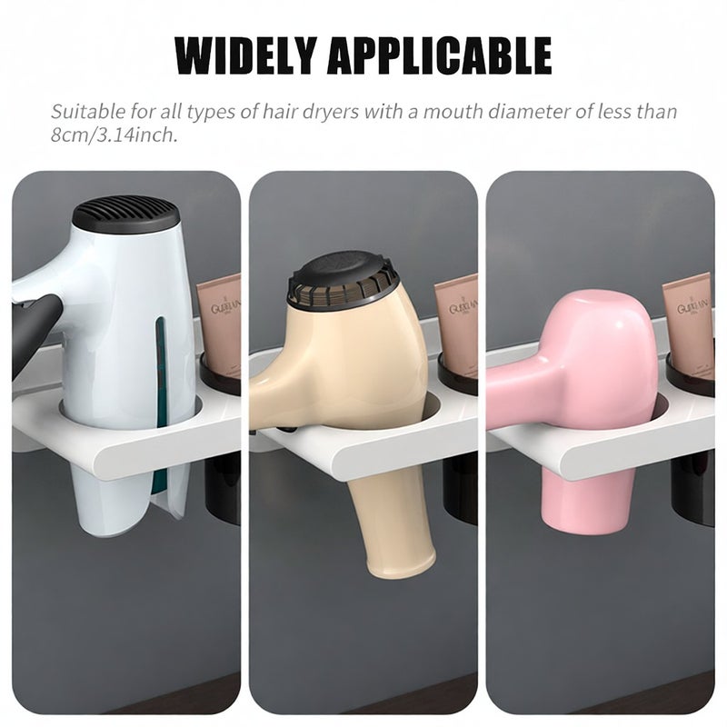 Menen Hair Dryer Holder Wall Mounted Hair Dryer Hanging Rack With Organizer Cup Storage Rack for Bathroom Barbershop Washroom - Image 5