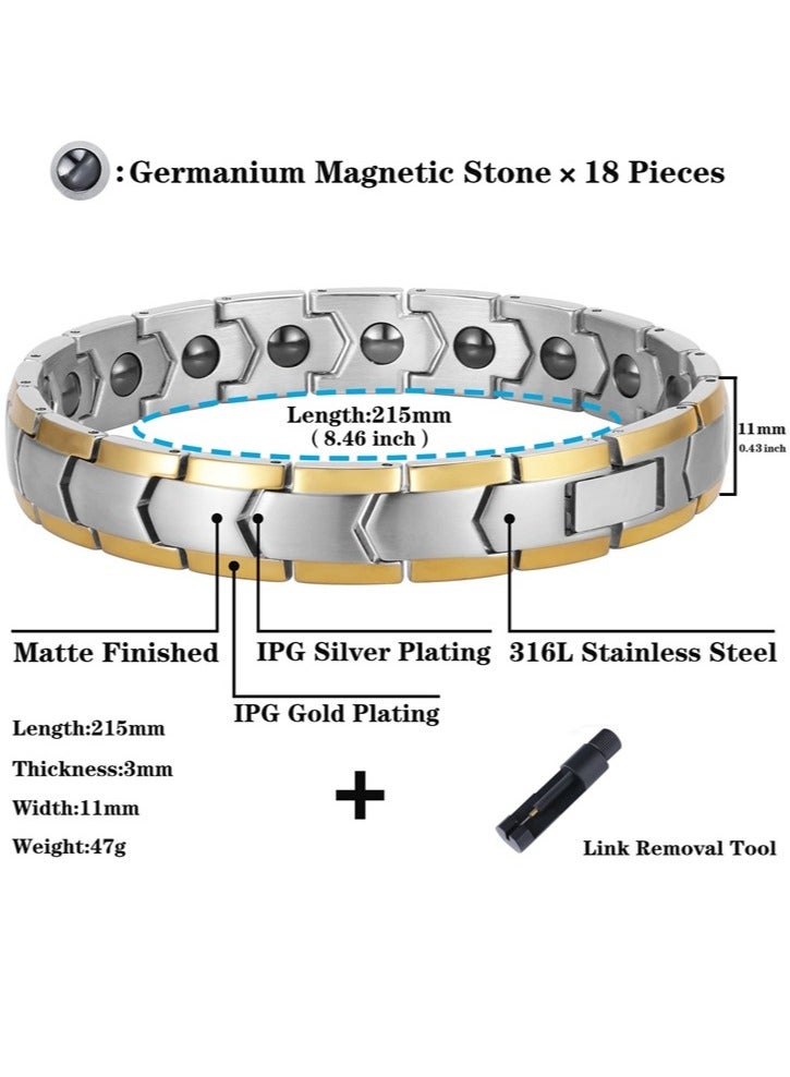 أساور الهيماتيت للرجال الفولاذ المقاوم للصدأ توازن الطاقة الحجارة سوار مجوهرات هدية مع أداة التعديل - Image 2