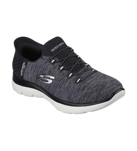 SKECHERS أحذية سكيشرز النسائية سوماتس بدون استخدام اليدين - نعل ميموري فوم، وسادة كعب، أحذية رياضية مصنوعة من مواد نباتية، أسود أبيض، 7 - Image 4