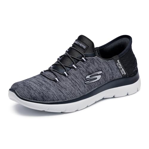 SKECHERS أحذية سكيشرز النسائية سوماتس بدون استخدام اليدين - نعل ميموري فوم، وسادة كعب، أحذية رياضية مصنوعة من مواد نباتية، أسود أبيض، 7 - Image 1