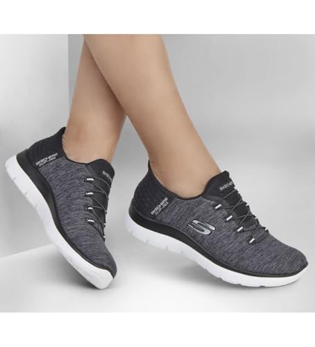 SKECHERS أحذية سكيشرز النسائية سوماتس بدون استخدام اليدين - نعل ميموري فوم، وسادة كعب، أحذية رياضية مصنوعة من مواد نباتية، أسود أبيض، 7 - Image 3