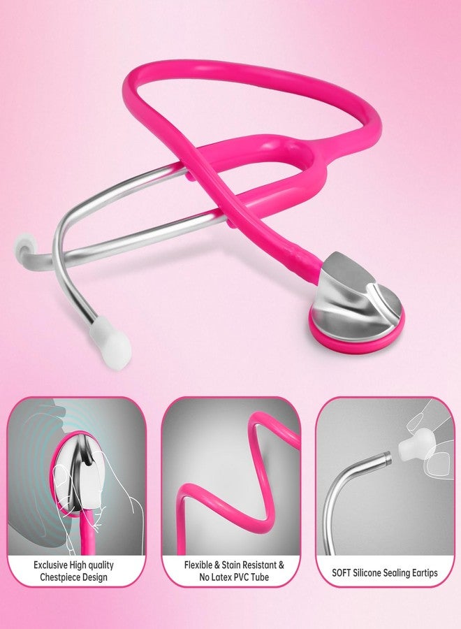 Scian 13 Pcs Nurse Starter Kit, Nurse Essentials for Work, Perfect Doctor Gift for Medical Student, Portable Bag with Stethoscope, Sphygmomanometer, Otoscope, Tuning Forks, Medical Scissor (Pink) - Image 3