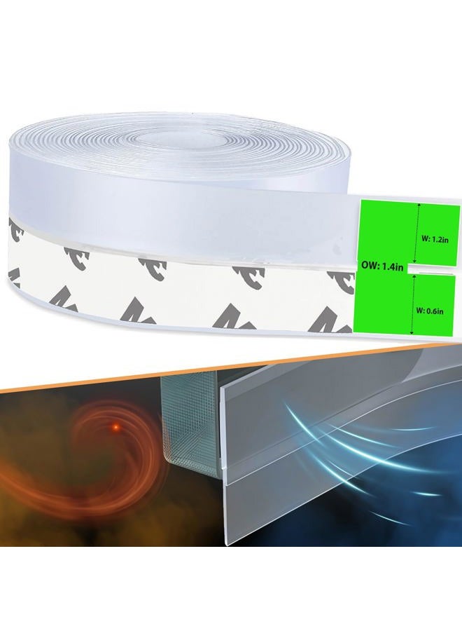 wigtda 1.4in Transparent Weather Stripping Door Seal – Flexible Silicone, Strong Adhesive, Seals Medium Gaps for Winter Cold Draft Protection and Energy Efficiency - Image 1