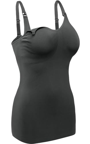 IMFASY Womens Maternity Nursing Tank Tops with Built in Bra for Breastfeeding Camisoles Shirt 4Pack - Image 3