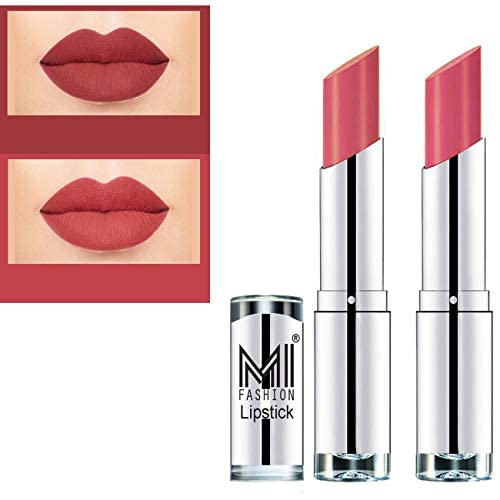 MI FASHION Dreamy Lipstick Combo Soft To Intense Creamy Matte Comfartable Lightweight Lipsticks 35g Pouty Pink Pink Wink Pack Of 2 - Image 1