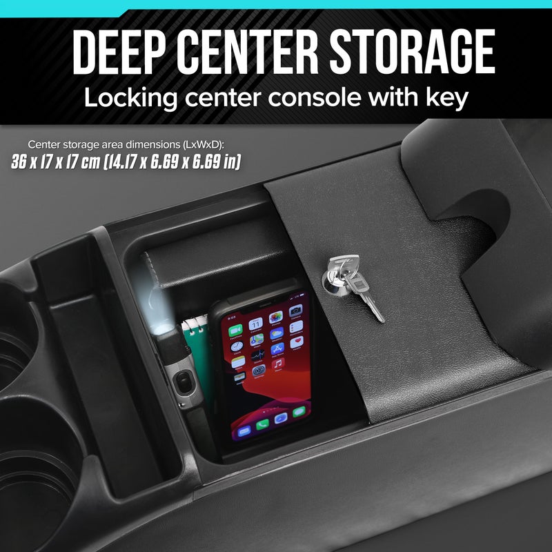 Moblorg Center Console for Minivans, SUVs, Middle Van Console, Extra Cup Holders, Large Storage, 27"L x 11.5"W x 8.5"H,Made in USA (Black) - Image 4