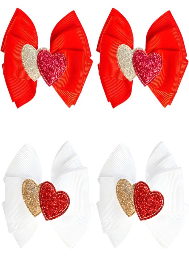 winthrop 4 Pcs Valentine's Day Hair Clips Heart Bow Hair Accessories Cute Love Glitter Sequins Hair Barrettes Holiday Headdress Hairpin for Girls Women Kids Party Cosplay Gift - Image 1