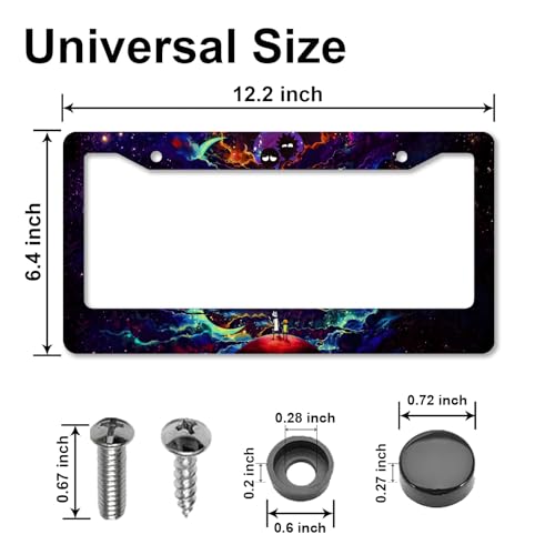 DGDRHZ Anime License Plate Frames，Anime Car Accessories for Women and Men ，Cute License Plate Holder，Aluminum License Plate Frame Fits Standard US Vehicles Size 12.2 x 6 Inch (Black-2pcs) - Image 2