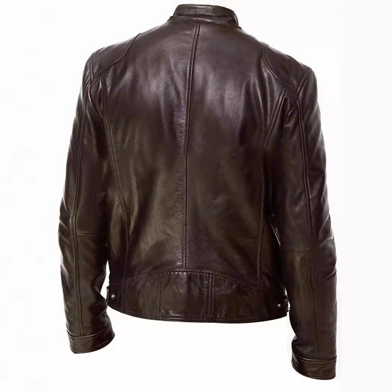 Men'S Leather Jackets For Men And Teenagers Stand-Up Collar Punk Men'S Motorcycle Leather Jackets With Logo - Image 3