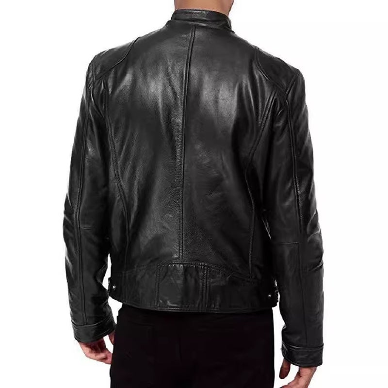 Men'S Leather Jackets For Men And Teenagers Stand-Up Collar Punk Men'S Motorcycle Leather Jackets With Logo - Image 2