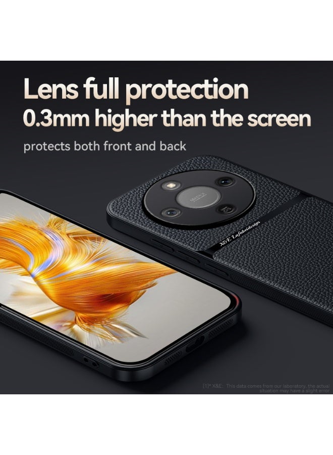 Phone Case Cover Leather TPU Back Case Cover shock resistant Compatible with  Honor x9d (Black) - Image 5