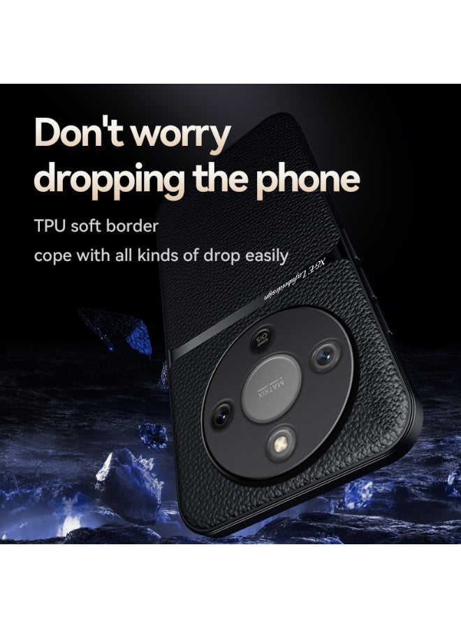 Phone Case Cover Leather TPU Back Case Cover shock resistant Compatible with  Honor x9d (Black) - Image 3