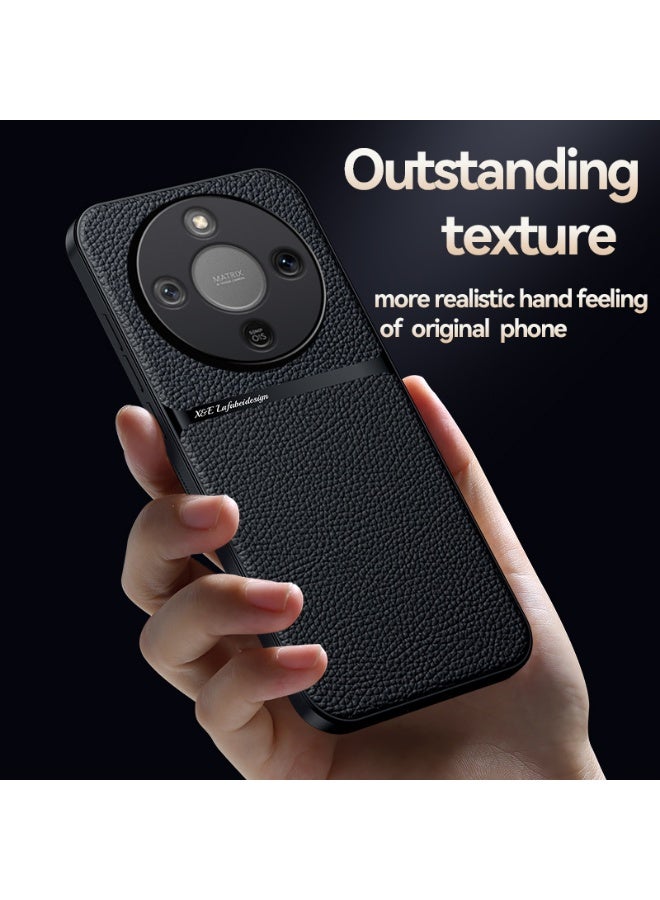 Phone Case Cover Leather TPU Back Case Cover shock resistant Compatible with  Honor x9d (Black) - Image 2