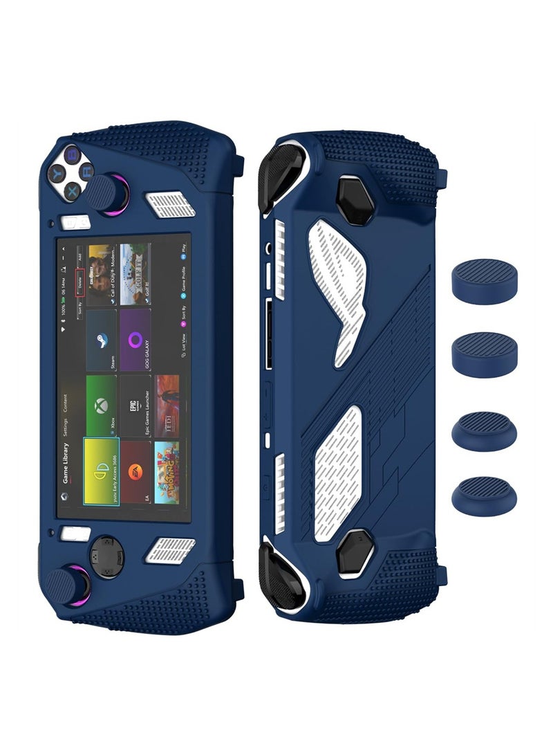 Blue Rog Ally Protective Case with Kickstand Anti-Scratch Drop-Proof Non-Slip Silicone Design and 2 Pairs of Thumb Grips for Full Protection - Image 1