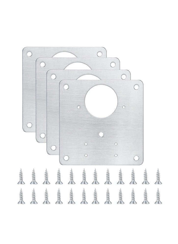 GNAFOTU 4 Pcs Hinge Repair Plate,Cabinet Hinge Repair Plate with Hole,Flat Fixing Joining Mending Plates Brackets with 24 Pcs Screws - Image 1