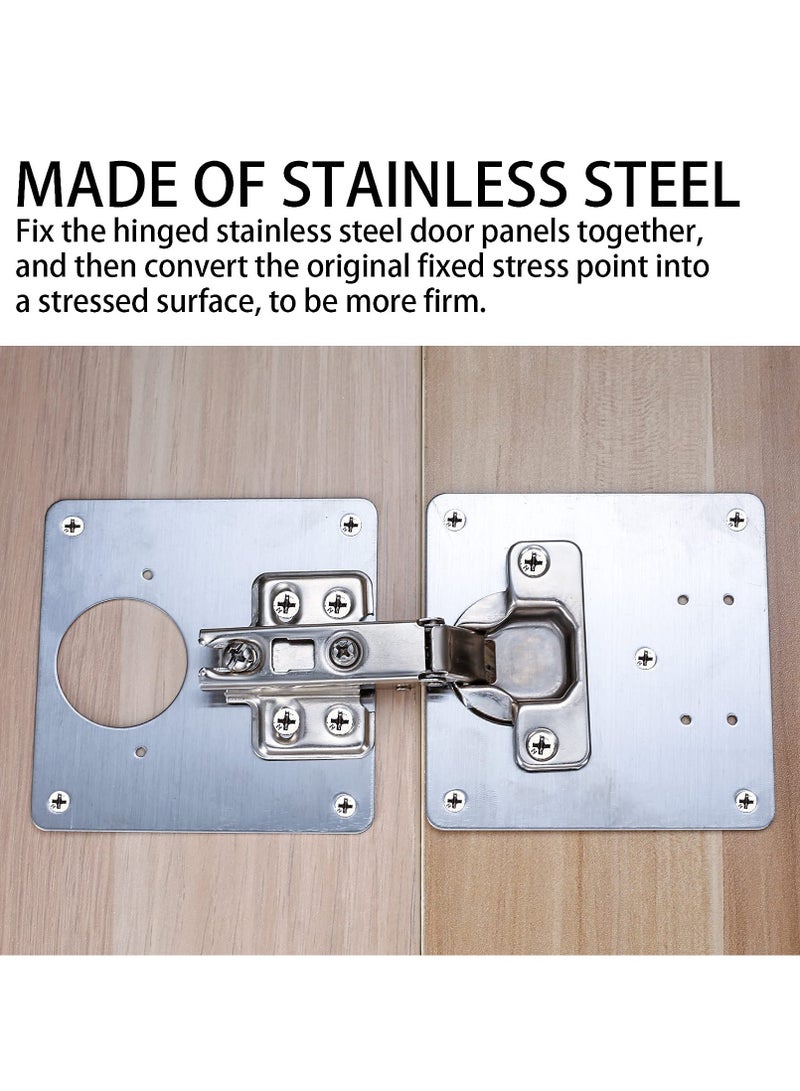 GNAFOTU 4 Pcs Hinge Repair Plate,Cabinet Hinge Repair Plate with Hole,Flat Fixing Joining Mending Plates Brackets with 24 Pcs Screws - Image 5