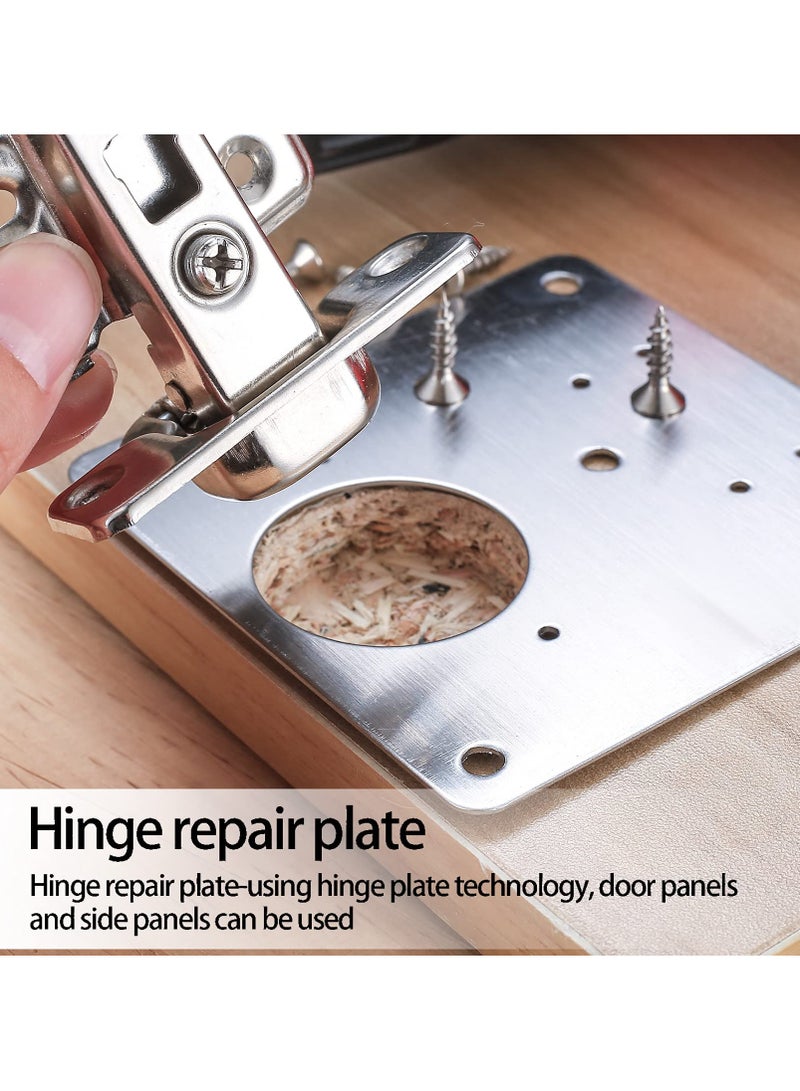 GNAFOTU 4 Pcs Hinge Repair Plate,Cabinet Hinge Repair Plate with Hole,Flat Fixing Joining Mending Plates Brackets with 24 Pcs Screws - Image 4