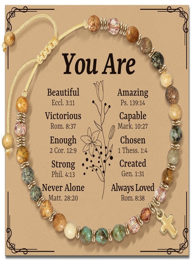ZOKCC Christian Inspirational Bracelet Gifts for Women: Religious Cross Beads Bracelet Baptism Christmas Day Gifts for Godmother Mom Daughter Sister Friend - Image 1