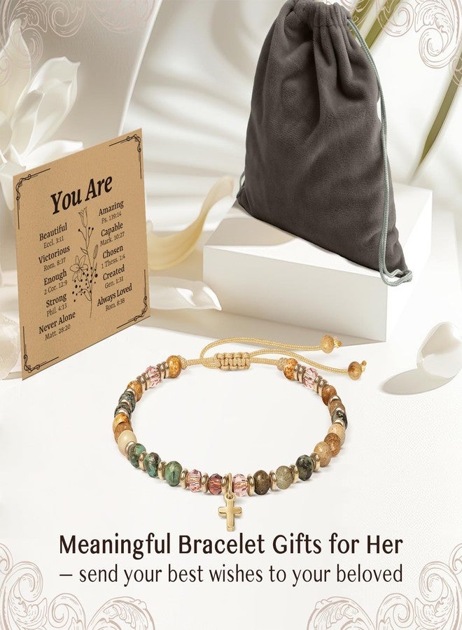 ZOKCC Christian Inspirational Bracelet Gifts for Women: Religious Cross Beads Bracelet Baptism Christmas Day Gifts for Godmother Mom Daughter Sister Friend - Image 5