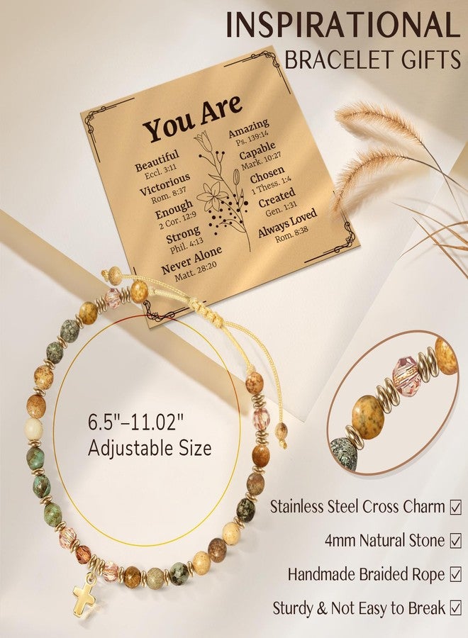 ZOKCC Christian Inspirational Bracelet Gifts for Women: Religious Cross Beads Bracelet Baptism Christmas Day Gifts for Godmother Mom Daughter Sister Friend - Image 3