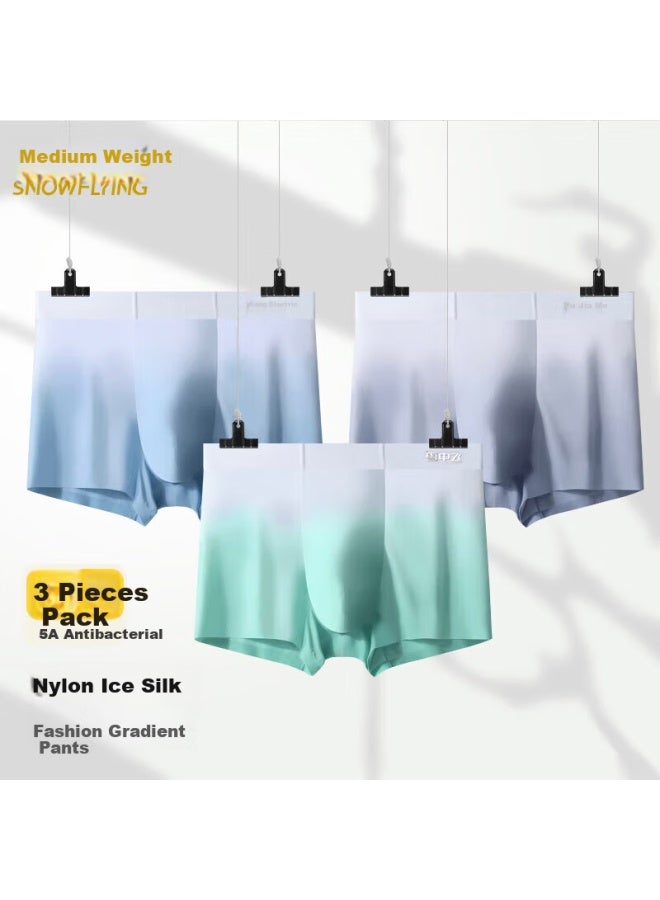 Snowflying [traceless Ice Silk] 3-pack Men's Antibacterial Underwear, Spring Boxer Briefs, Loose-fitting Student Shorts - Image 4