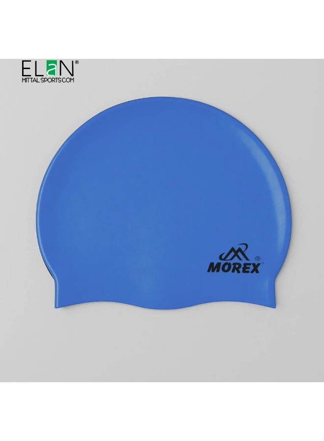ELAN Morex Premium Silicone Swim Cap - Model Royal Blue - High-Elasticity Waterproof Swimming Cap for Adults & Teens, Snug Fit for Long & Short Hair, Professional Racing & Swim Leisure Cap - Image 1