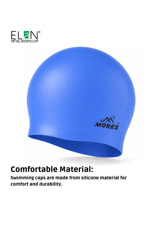 ELAN Morex Premium Silicone Swim Cap - Model Royal Blue - High-Elasticity Waterproof Swimming Cap for Adults & Teens, Snug Fit for Long & Short Hair, Professional Racing & Swim Leisure Cap - Image 2